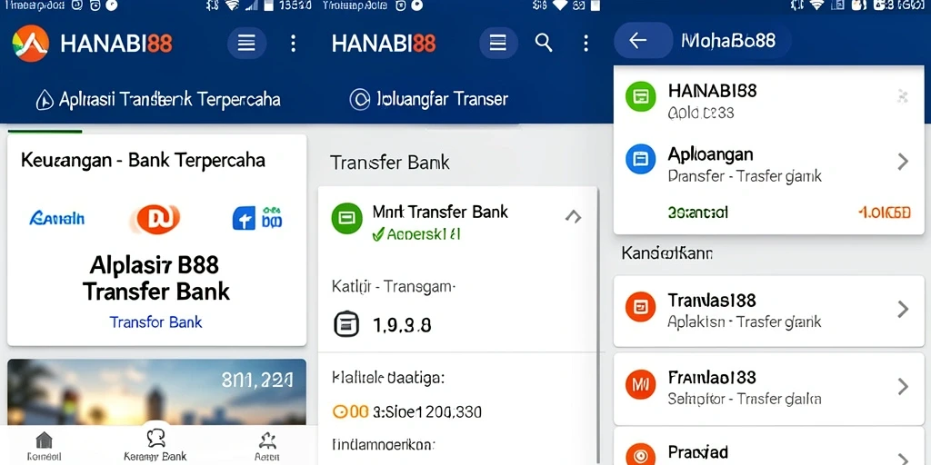 Tampilan antarmuka aplikasi Transfer Bank HANABI88 yang modern dan ramah pengguna.