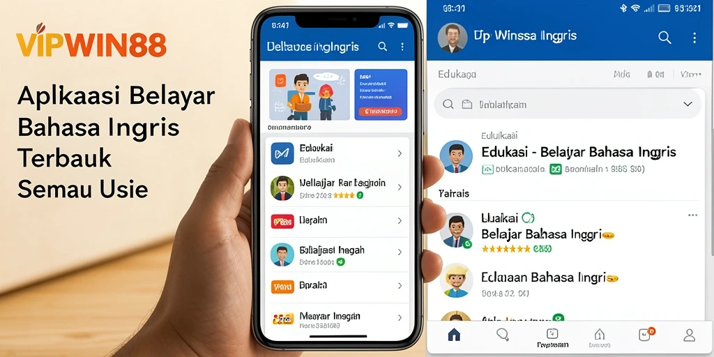 Tampilan antarmuka VIPWIN88 untuk belajar bahasa Inggris.