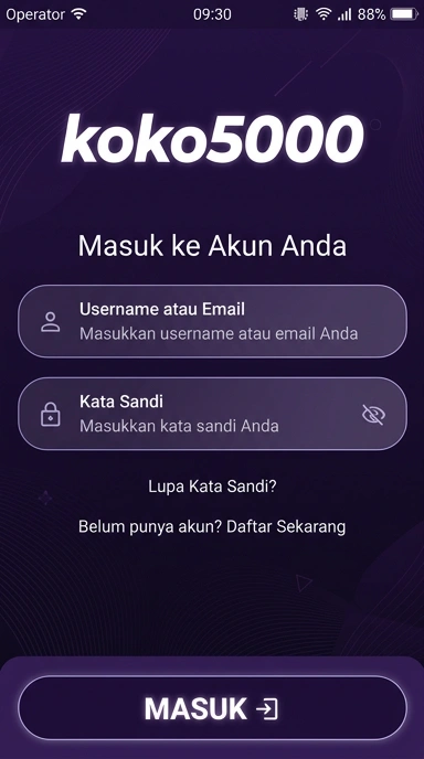 Tampilan halaman login koko5000